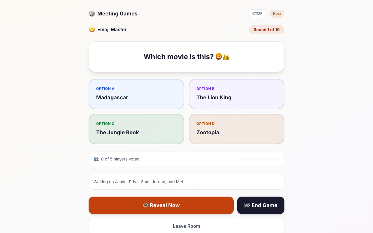 Emoji Master question screen asking which movie a lion and crown emoji puzzle stands for